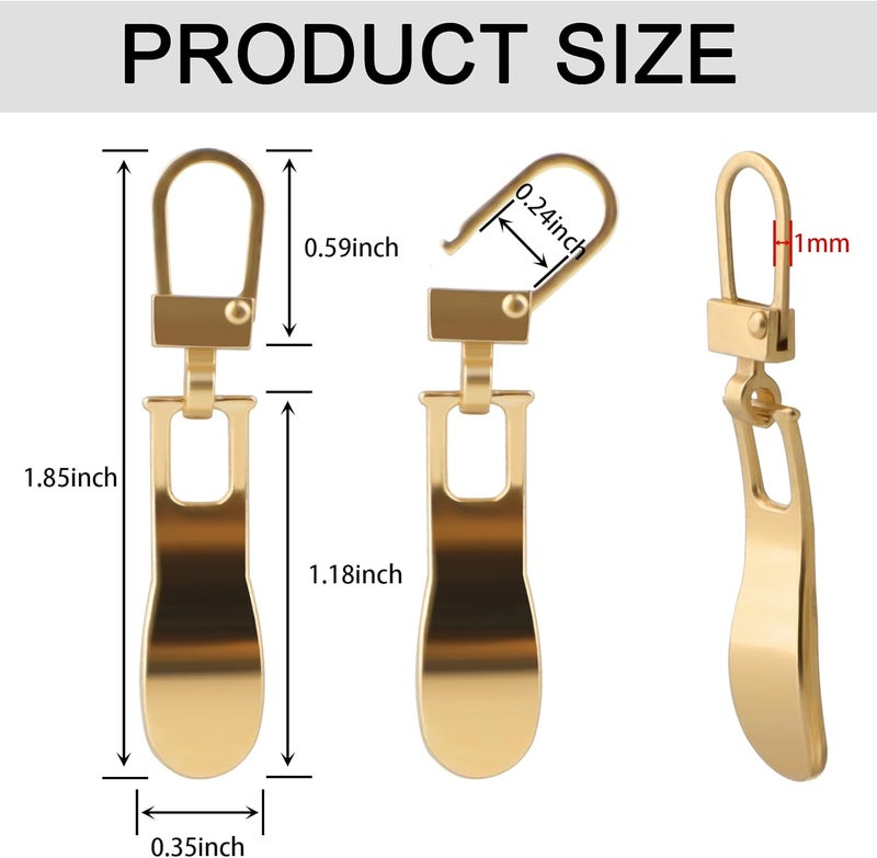 FENGWANGLI Zipper Pull Replacement for Small Holes, 10 Pieces Detachable Tiny Zipper Replacement Slider for Luggage Jackets Backpacks Boots Purse Coat Pants(Silver, Black, Gold, Gun Black) - Image 2